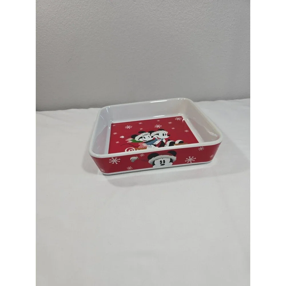 Disney Mickey And Minnie Mouse Sleigh Christmas Baking Casserole Dish Holiday